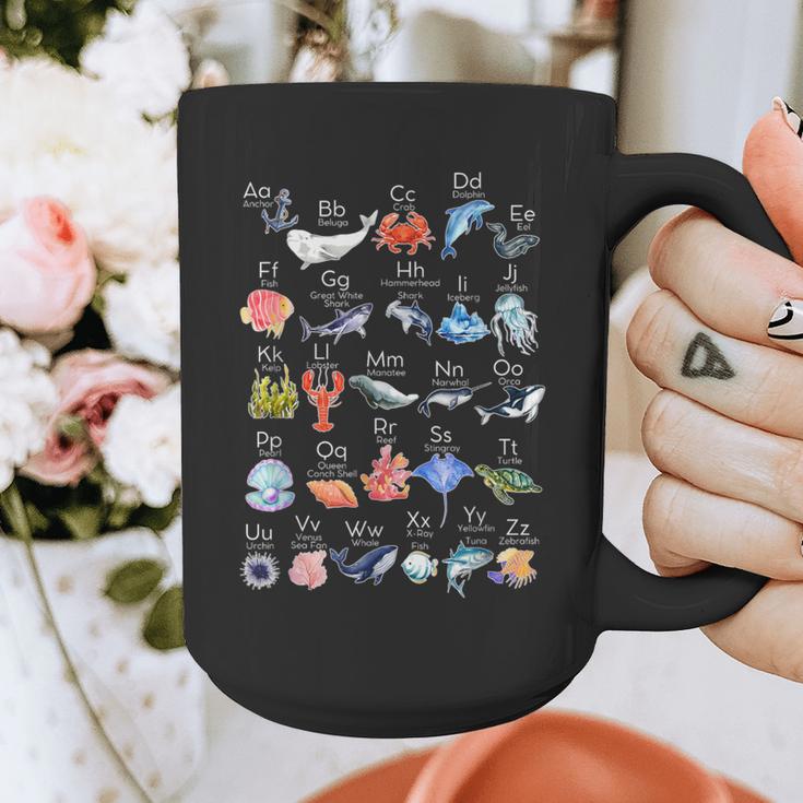 Ocean Animals Alphabet Cute Sea Life ABC Marine Kids Teacher Graphic Print Coffee Mug, funny design