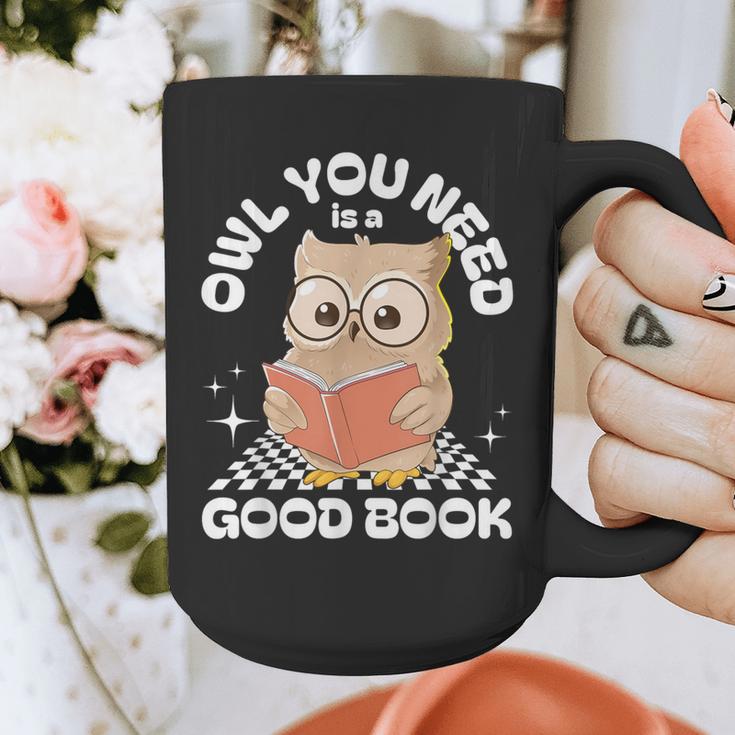 Owl You Need Is A Good Book Teacher Librarian Reading Graphic Print Coffee Mug, funny design