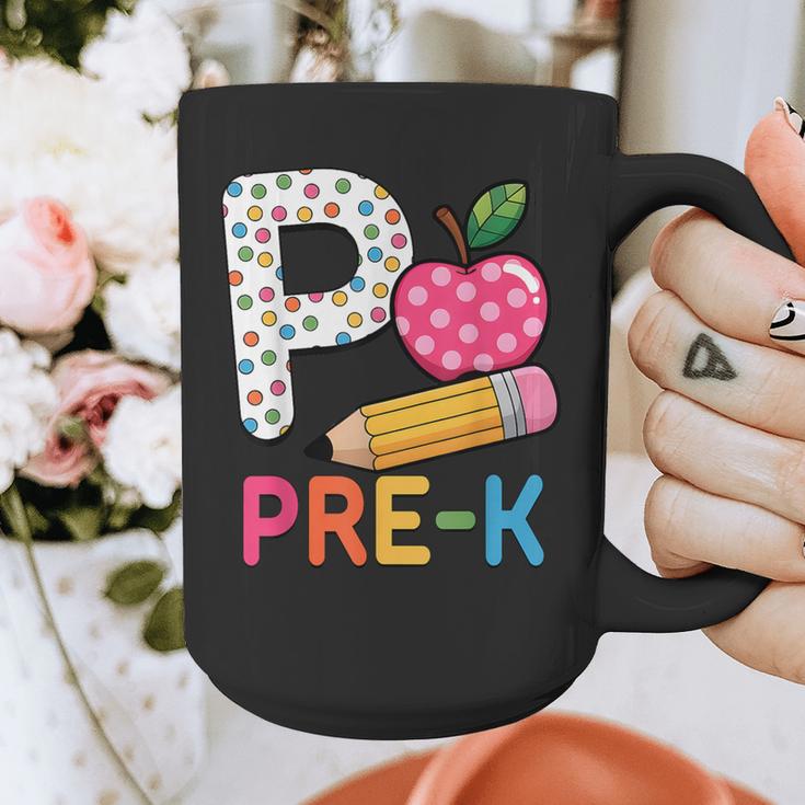 P Is For Pre K Teacher Student Pencil Apple Back To School Graphic Print Coffee Mug, funny design P Is For Pre K Teacher Student Pencil Apple Back To School Graphic Print Coffee Mug, funny design