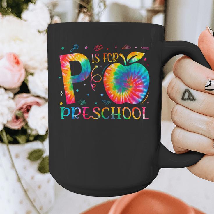 P Is For Preschool Tie Dye Back To School Teacher Men Women Girls Kids Graphic Print Coffee Mug, funny design P Is For Preschool Tie Dye Back To School Teacher Men Women Girls Kids Graphic Print Coffee Mug, funny design