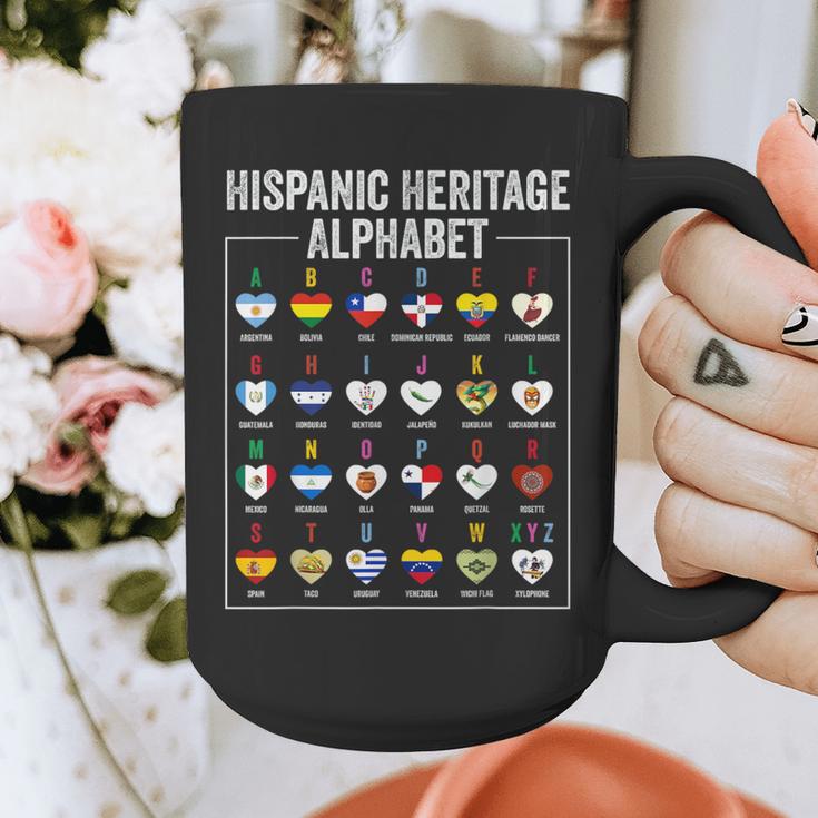 Hispanic Flags Alphabet Hearts Latin Heritage For Teacher Graphic Print Coffee Mug, funny design