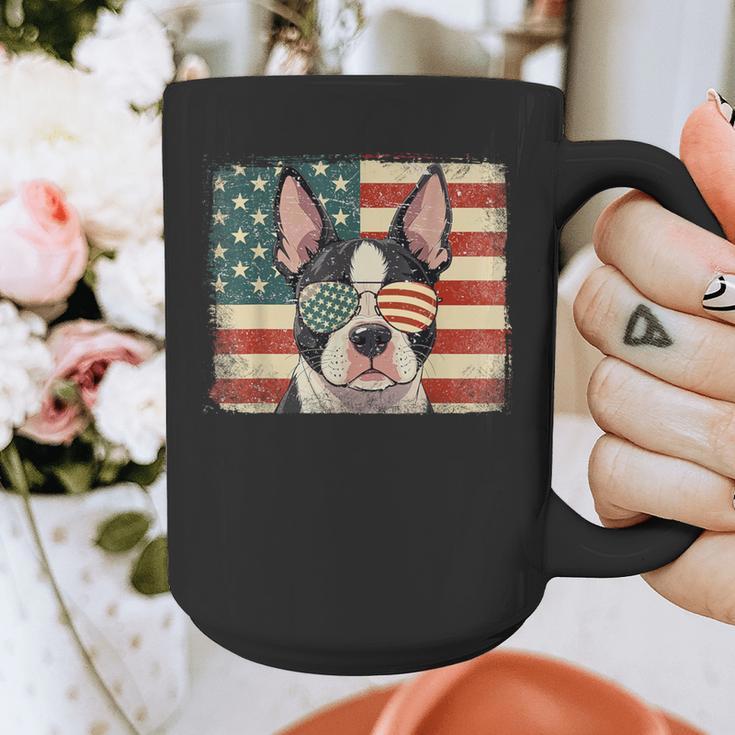 Patriotic Boston Terrier Dog Lover USA Flag 4th Of July For Men Women Kids Graphic Print Coffee Mug, Patriotic Boston Terrier Gifts, Boston Terrier 4th Of July Gifts, funny design