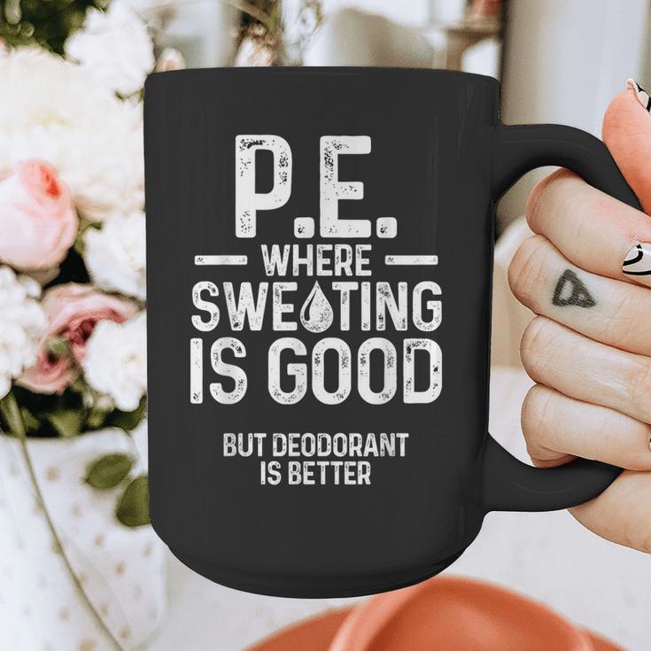 PE Physical Education Teacher Sweating Men Women Graphic Print Coffee Mug, Pe Teacher Gifts, funny design