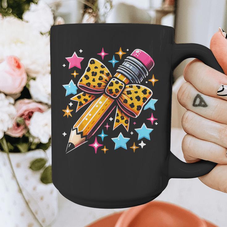 Pencil Leopard Coquette Bow Teacher Life Back To School Graphic Print Coffee Mug, funny design Pencil Leopard Coquette Bow Teacher Life Back To School Graphic Print Coffee Mug, funny design