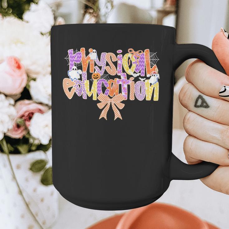 Physical Education Halloween Bow Checkered Teacher Ghost PE Graphic Print Coffee Mug, Pe Teacher Gifts, funny design Physical Education Halloween Bow Checkered Teacher Ghost PE Graphic Print Coffee Mug, Pe Teacher Gifts, funny design