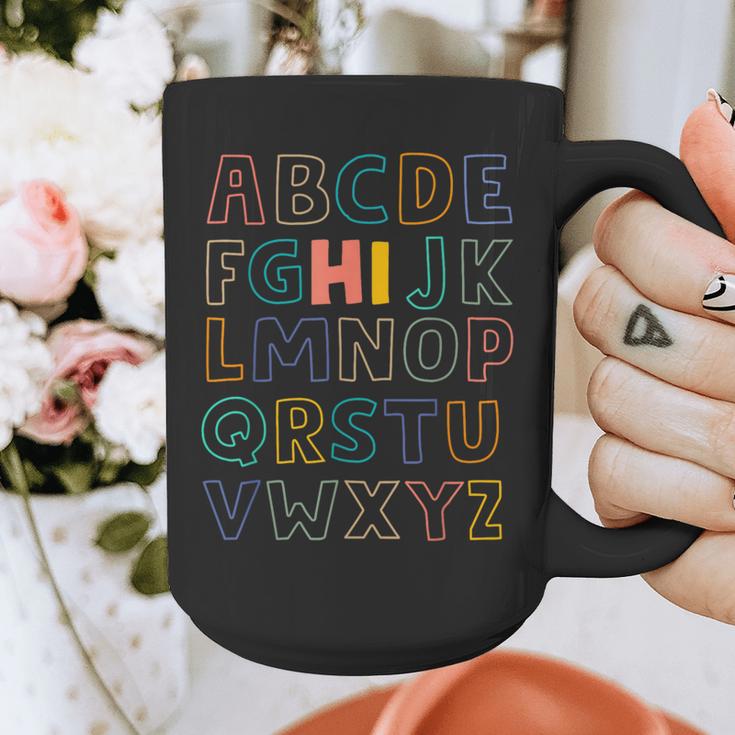 Pre K Kindergarten Hi Alphabet Back To School Teachers Men Women Girls Kids Graphic Print Coffee Mug, funny design