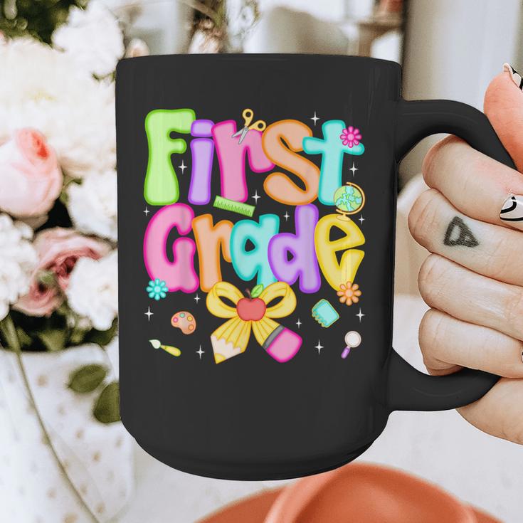 Preppy First Grade Back To School 1st Grade Teacher Girl Kid Graphic Print Coffee Mug, First Grade Teacher Gifts, funny design Preppy First Grade Back To School 1st Grade Teacher Girl Kid Graphic Print Coffee Mug, First Grade Teacher Gifts, funny design