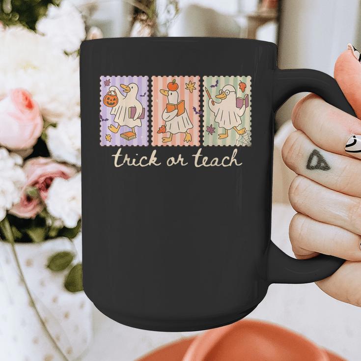 Preppy Goose Teacher Trick Or Teach Halloween Teacher Goose Graphic Print Coffee Mug, funny design