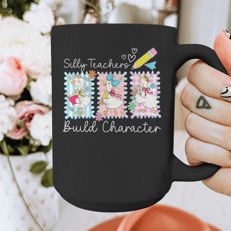 Preppy Silly Teacher Goose Build Character Back To School Graphic Print Coffee Mug, funny design Preppy Silly Teacher Goose Build Character Back To School Graphic Print Coffee Mug, funny design