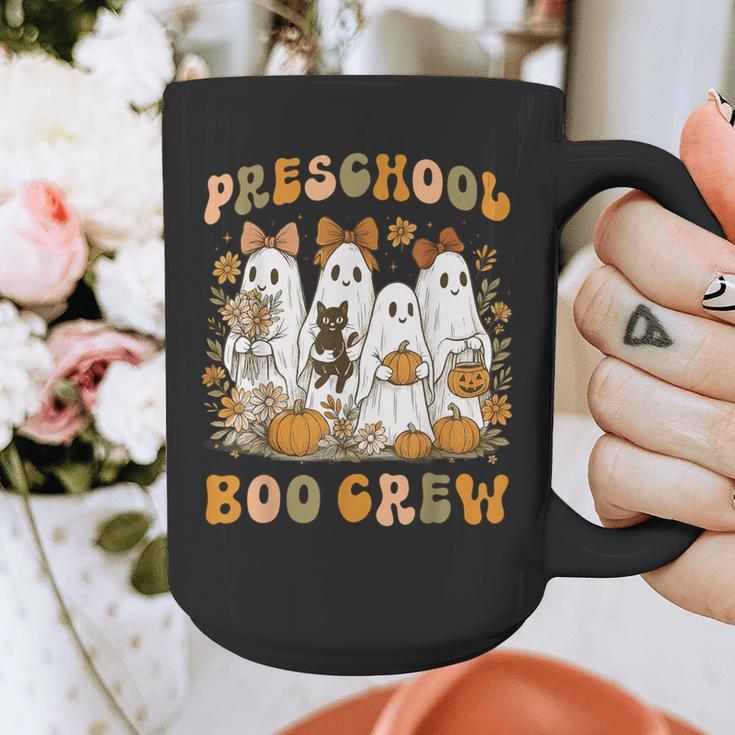Preschool Boo Crew Teacher Kids Halloween Ghost Cat Pumpkin Graphic Print Coffee Mug, funny design