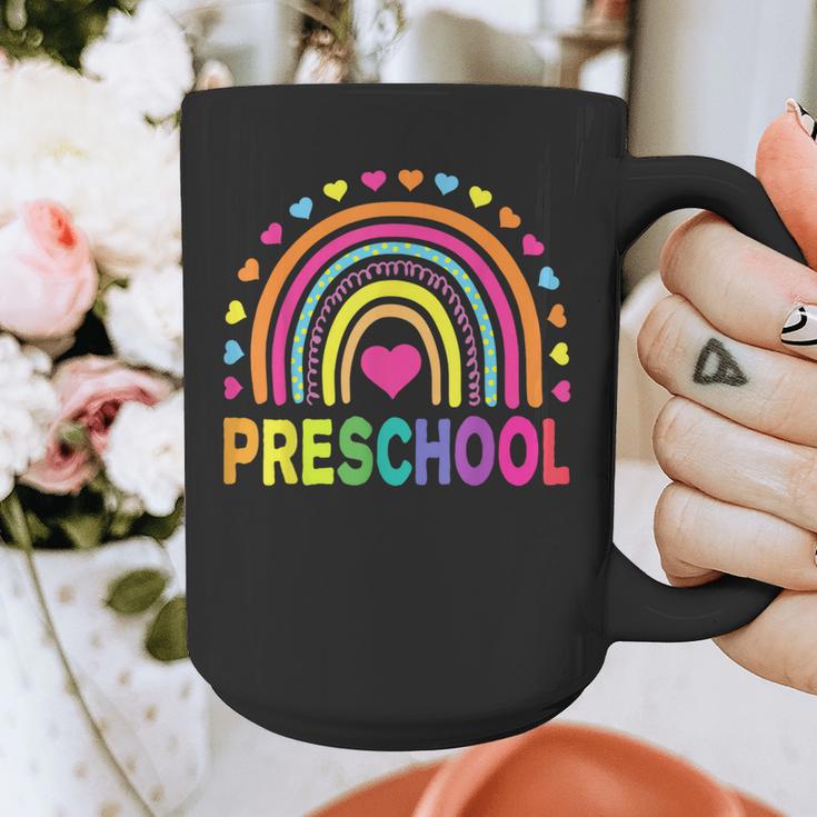 Preschool Rainbow Girls Boys Kids Teacher Back To School Graphic Print Coffee Mug, funny design