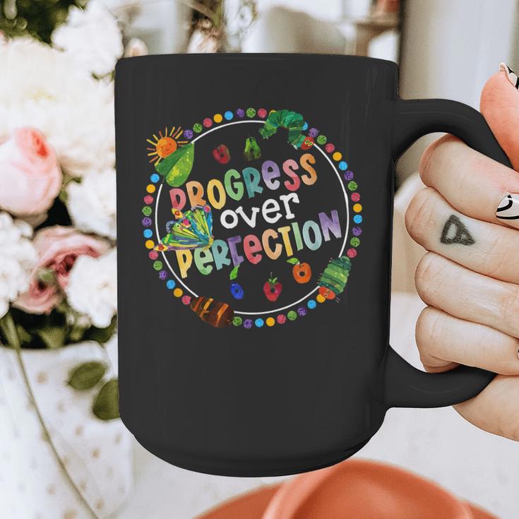 Progress Over Perfection Caterpillar Back To School Teacher Graphic Print Coffee Mug, funny design Progress Over Perfection Caterpillar Back To School Teacher Graphic Print Coffee Mug, funny design