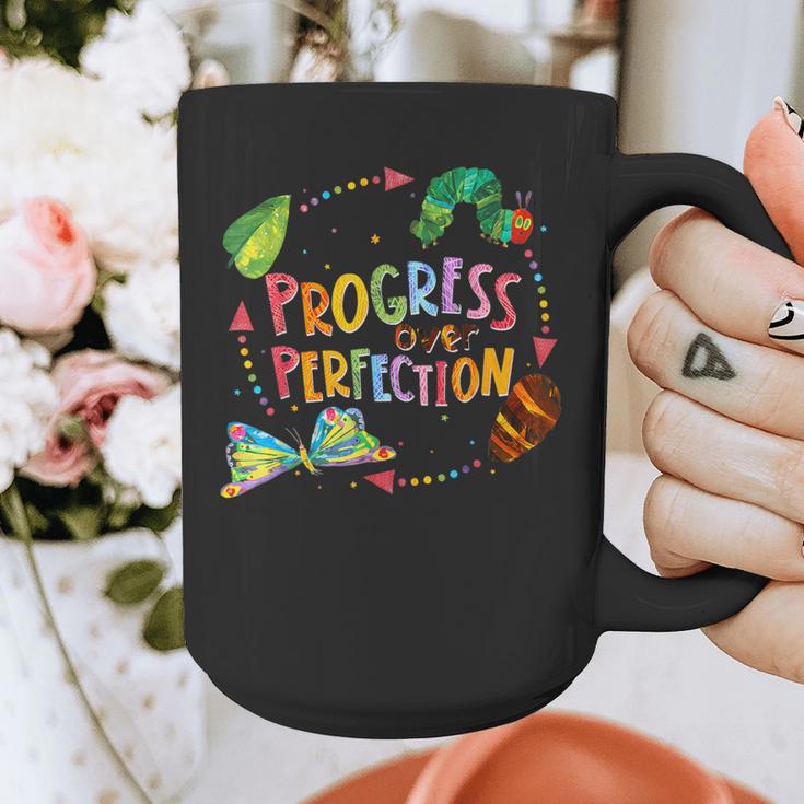 Progress Over Perfection Caterpillar Teacher Back To School Graphic Print Coffee Mug, funny design Progress Over Perfection Caterpillar Teacher Back To School Graphic Print Coffee Mug, funny design