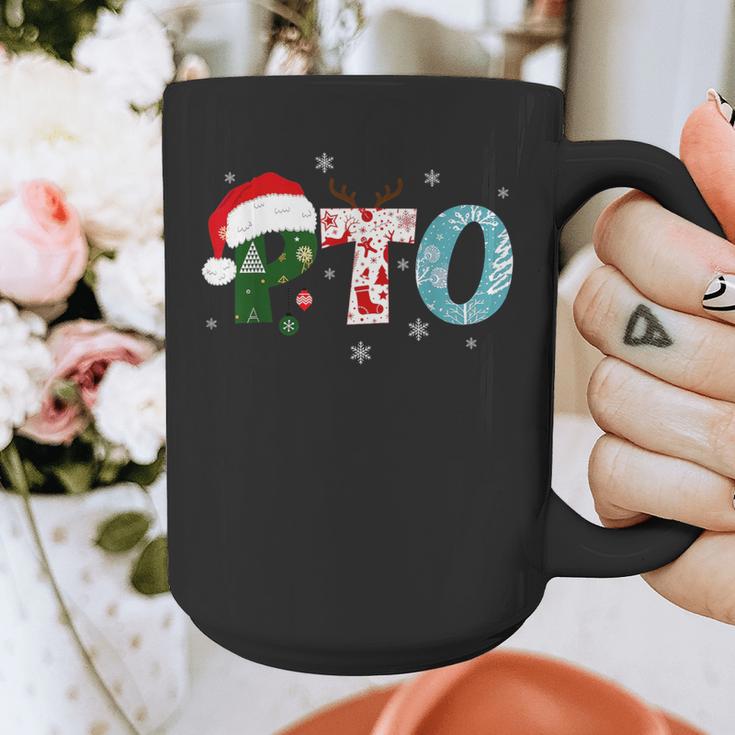 PTO Santa Hat Reindeer Parent Teacher Organization Christmas Graphic Print Coffee Mug, funny design PTO Santa Hat Reindeer Parent Teacher Organization Christmas Graphic Print Coffee Mug, funny design