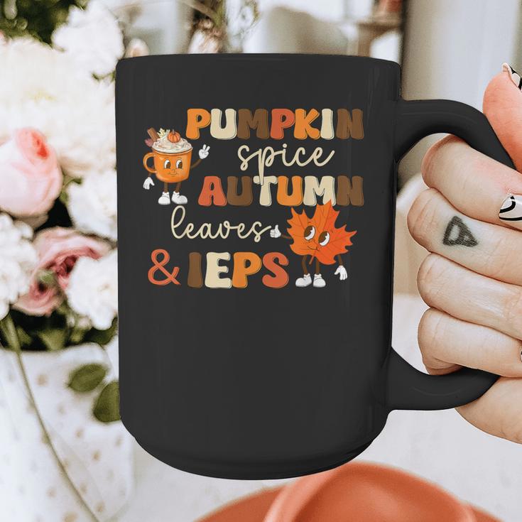 Pumpkin Spice Autumn Leaves IEPS Sped Teacher Fall Graphic Print Coffee Mug, funny design