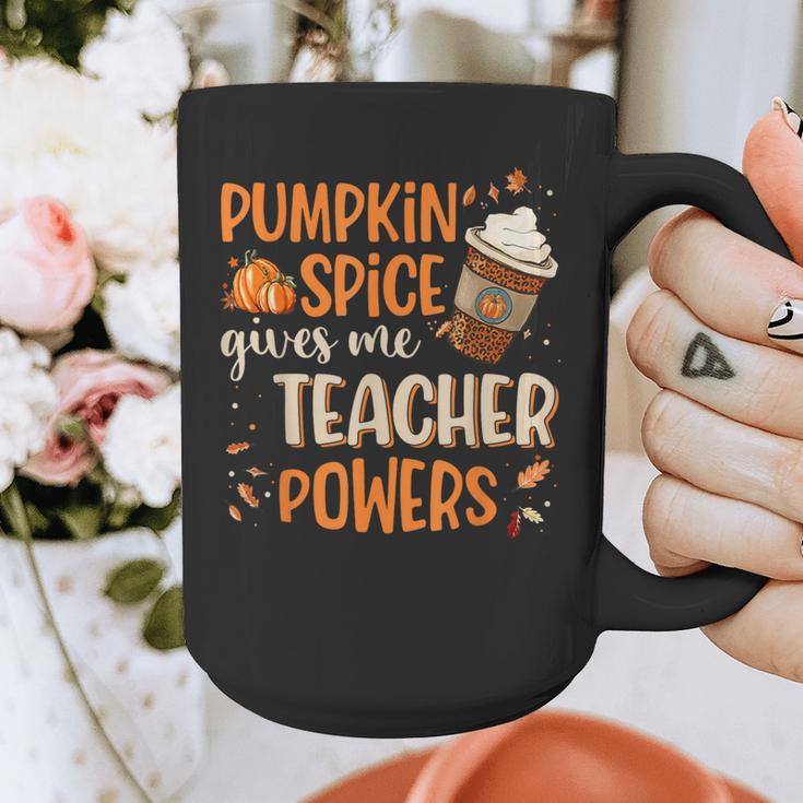 Pumpkin Spice Gives Me Teacher Powers Fall Thanksgiving Men Women Graphic Print Coffee Mug, funny design