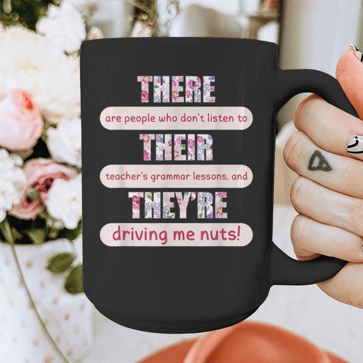There Their They'Re Teacher English Grammar Police Graphic Print Coffee Mug, English Teacher Gifts, funny design