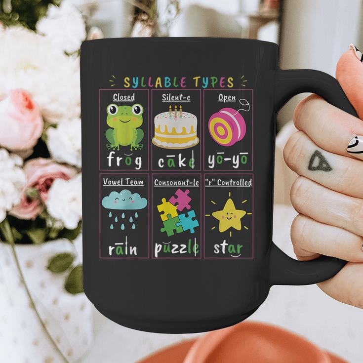 Reading Teacher Syllable Types Phonics Phonemic Awareness Graphic Print Coffee Mug, funny design