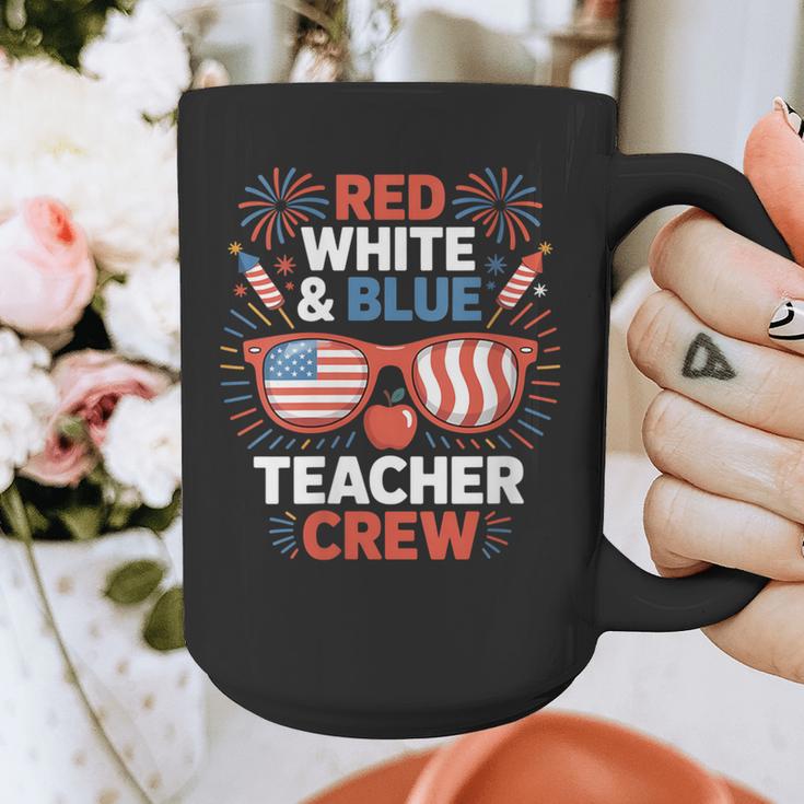 Red & Blue Teacher Crew Shirt 4th Of July Sunglasses Graphic Print Coffee Mug, funny design
