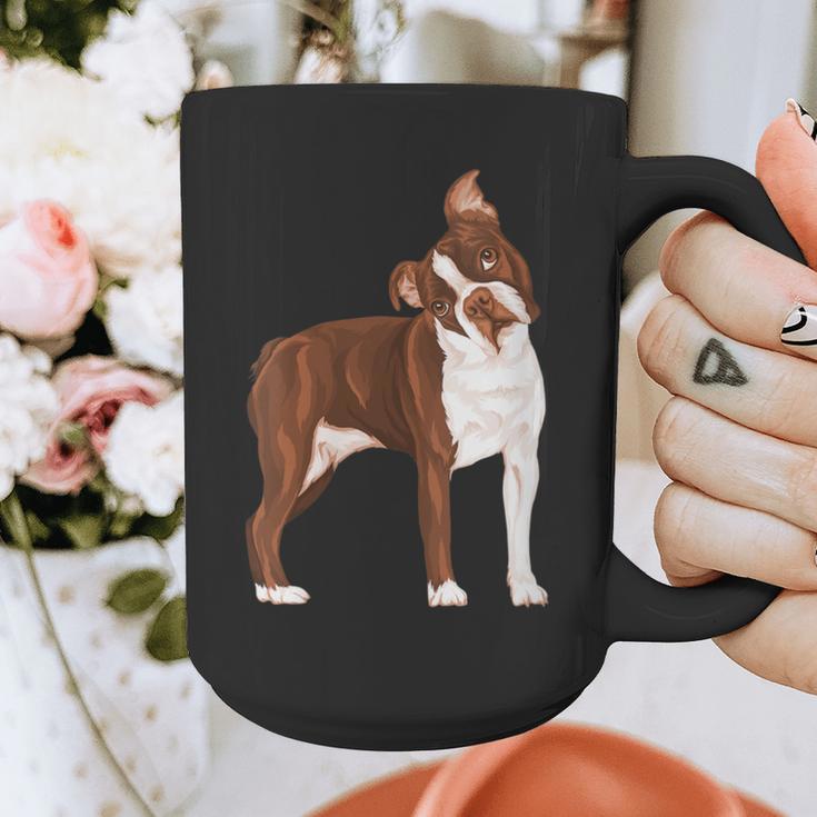 Red Boston Terrier Dog Graphic Print Coffee Mug, funny design