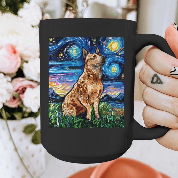 Red Heeler Starry Night Cattle Dog Colorful Art By Aja For Men Women Girls Kids Graphic Print Coffee Mug, funny design