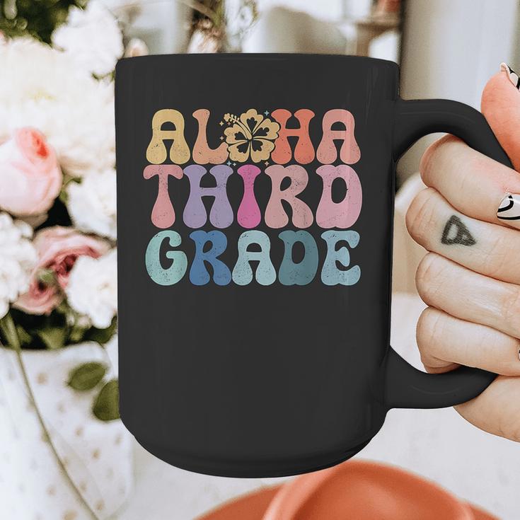 Retro Aloha Third Grade Teacher Summer Vacation Beach Hawaii Graphic Print Coffee Mug, funny design Retro Aloha Third Grade Teacher Summer Vacation Beach Hawaii Graphic Print Coffee Mug, funny design