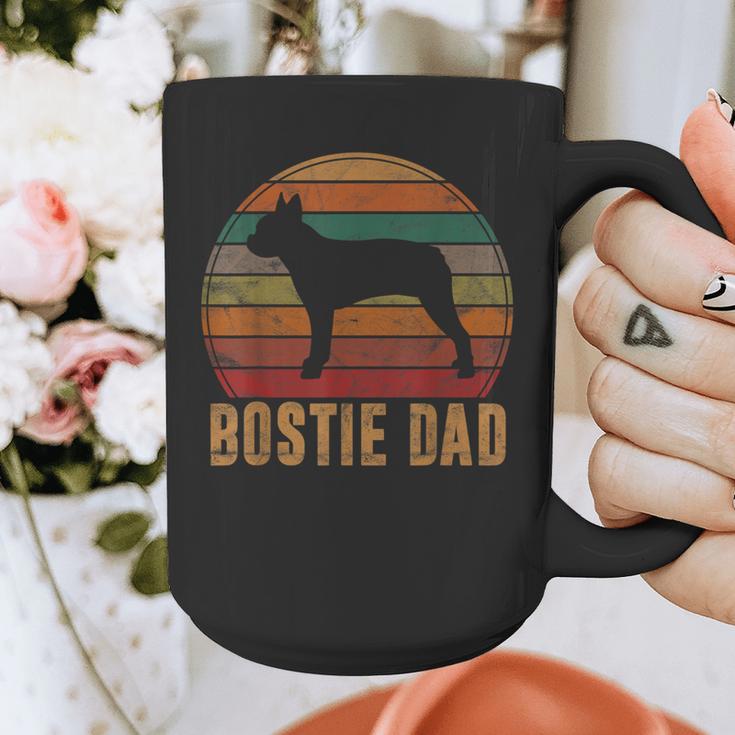 Retro Boston Terrier Dad Dog Owner Pet Bostie Father Graphic Print Coffee Mug, Couple Gifts, Boston Terrier Dad Gifts, funny design