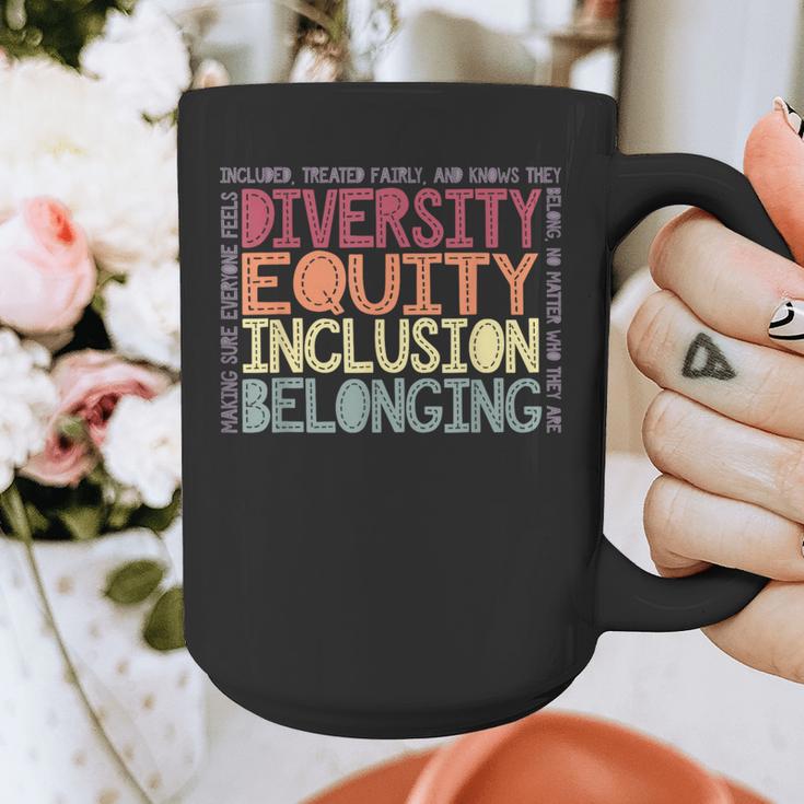 Retro Diversity Equity Inclusion Belonging DEIB Teacher Graphic Print Coffee Mug, funny design Retro Diversity Equity Inclusion Belonging DEIB Teacher Graphic Print Coffee Mug, funny design