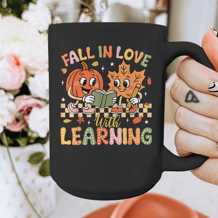 Retro Fall In Love With Learning Autumn Pumpkin Teacher Kids Graphic Print Coffee Mug, funny design Retro Fall In Love With Learning Autumn Pumpkin Teacher Kids Graphic Print Coffee Mug, funny design