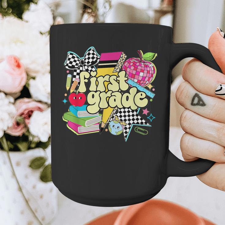 Retro First Grade Teacher Disco Ball Coquette Back To School Graphic Print Coffee Mug, First Grade Teacher Gifts, funny design Retro First Grade Teacher Disco Ball Coquette Back To School Graphic Print Coffee Mug, First Grade Teacher Gifts, funny design