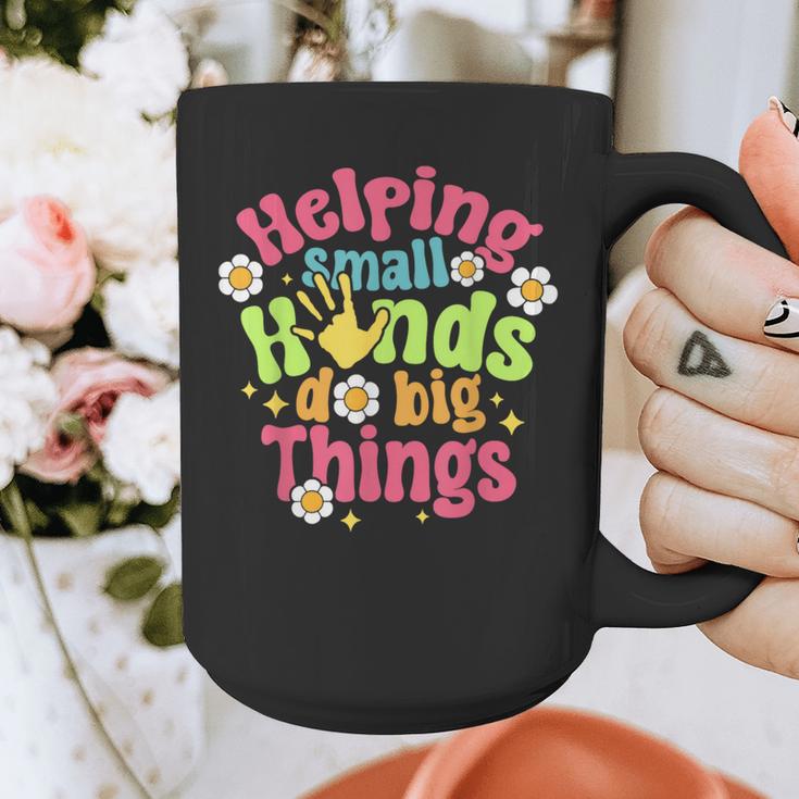 Retro Helping Small Hands Do Big Things Teacher Appreciation For Men Women Graphic Print Coffee Mug, funny design Retro Helping Small Hands Do Big Things Teacher Appreciation For Men Women Graphic Print Coffee Mug, funny design