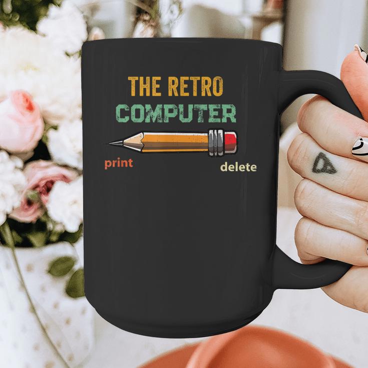 Retro Old-School Computer Pencil Tech Teacher Graphic Print Coffee Mug, Retro Computer Gifts, funny design Retro Old-School Computer Pencil Tech Teacher Graphic Print Coffee Mug, Retro Computer Gifts, funny design