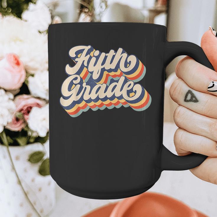 Retro Sunset Fifth Grade Teacher & Student Back To School Graphic Print Coffee Mug, funny design