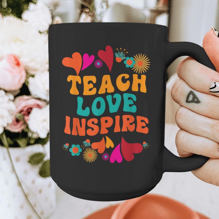 Retro Teach Love Inspire Back To School Teachers Graphic Print Coffee Mug, funny design Retro Teach Love Inspire Back To School Teachers Graphic Print Coffee Mug, funny design