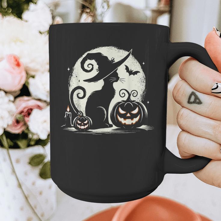 Scary Halloween Cat Costume Retro Cat Moon For Men Women Kids Graphic Print Coffee Mug, funny design