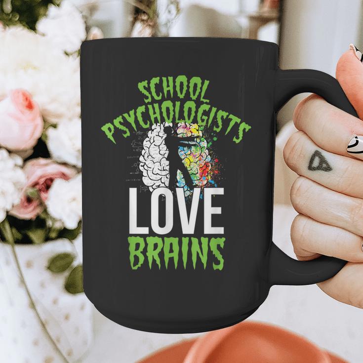 School Psychologists Love Brains Halloween Teacher Counselor Graphic Print Coffee Mug, funny design
