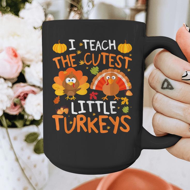 School Thankful I Teach The Cutest Little Turkeys Thanksgiving Teacher Graphic Print Coffee Mug, funny design