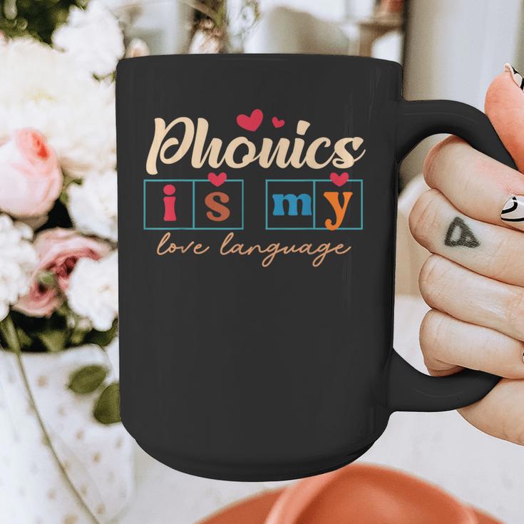 Science Of Reading Teacher Phonics Is My Love Language Graphic Print Coffee Mug, Science Teacher Gifts, funny design