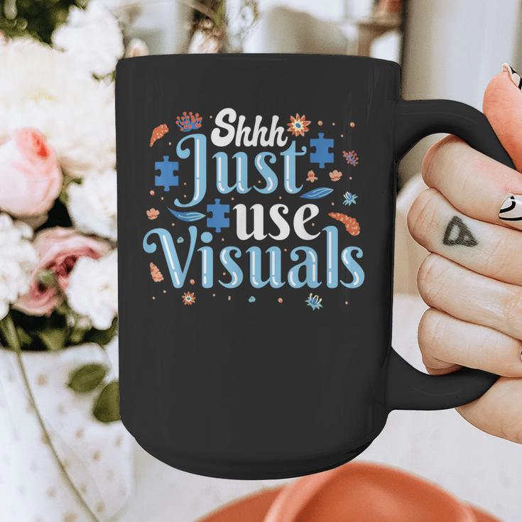 Shhh Just Use Visuals SPED Special Education Teacher Men Women Graphic Print Coffee Mug, funny design