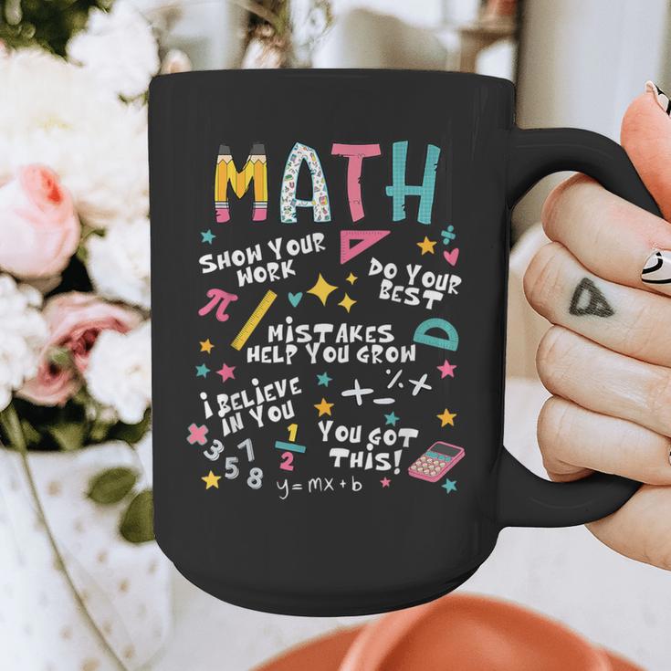 Show Your Work Math Teacher First Day Back To School Graphic Print Coffee Mug, funny design