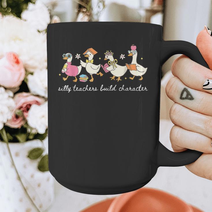 Silly Teachers Build Character Goose Teacher Back To School Graphic Print Coffee Mug, funny design