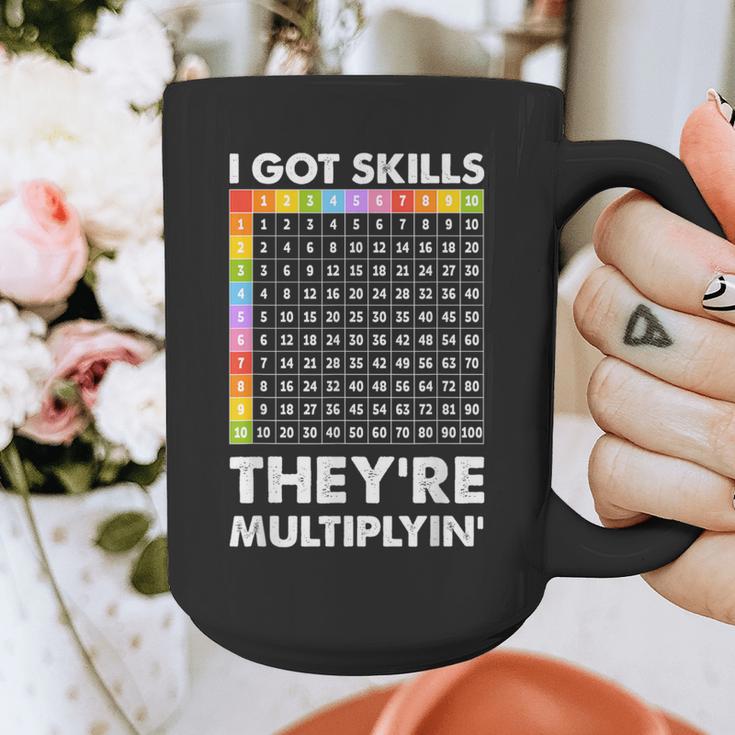 I Got Skills They'Re Multiplying Nerd Math Teacher Graphic Print Coffee Mug, funny design I Got Skills They'Re Multiplying Nerd Math Teacher Graphic Print Coffee Mug, funny design