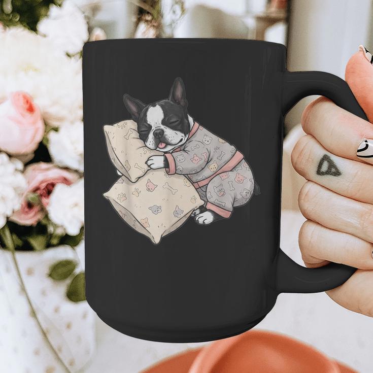 Sleepy Boston Terrier Pajama Men Women Kids Graphic Print Coffee Mug, funny design