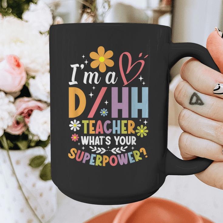 Special Education ASL Teacher Superpower DHH Teacher Graphic Print Coffee Mug, funny design