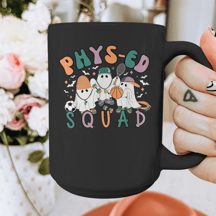 Spooky Ghost PE Teacher Squad Physical Education Halloween Graphic Print Coffee Mug, Pe Teacher Gifts, funny design