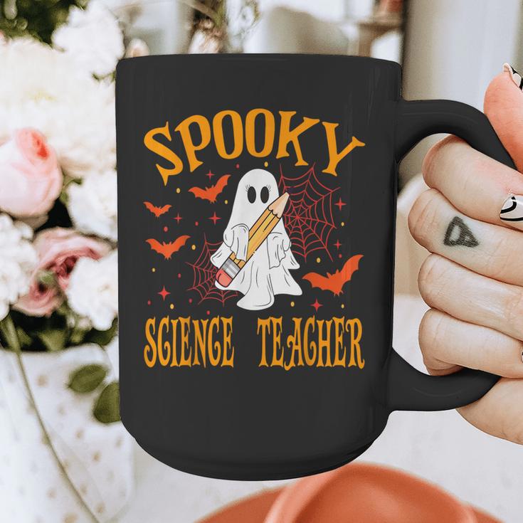 Spooky Science Teacher Ghost Halloween School Women Graphic Print Coffee Mug, Science Teacher Gifts, funny design