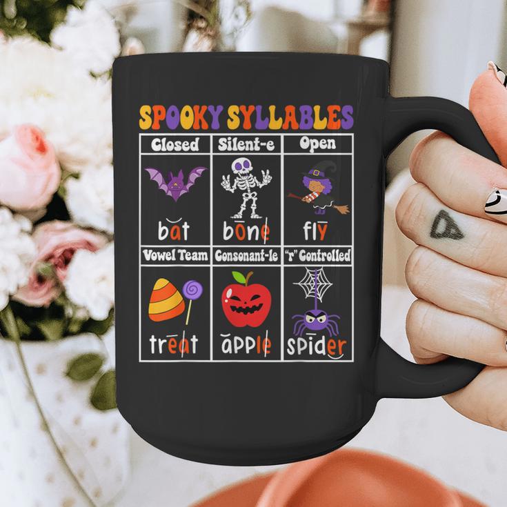 Spooky Syllables Teacher Halloween Educational Kids Graphic Print Coffee Mug, funny design