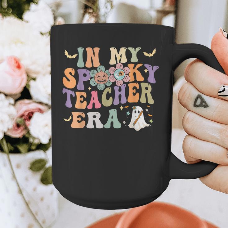 In My Spooky Teacher Era Groovy Hippie Retro Ghost Halloween Men Women Kids Graphic Print Coffee Mug, Groovy Teacher Gifts, funny design