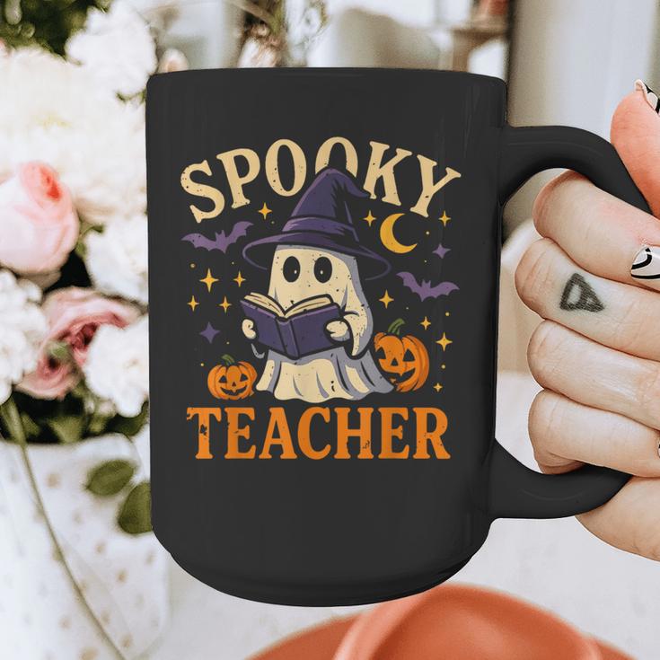 Spooky Teacher Halloween Cute Ghost Pumpkin Reading Women Graphic Print Coffee Mug, funny design