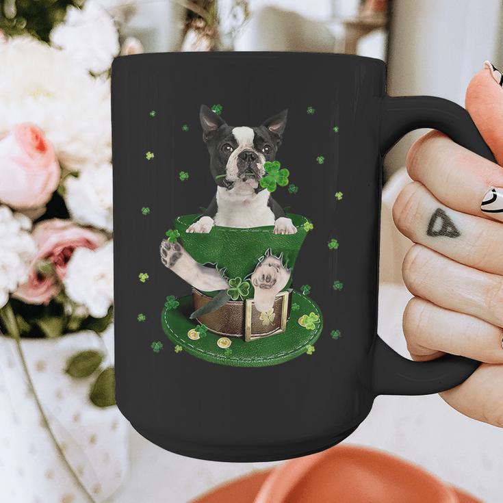 St Patrick's Day Leprechaun Boston Terrier Dog Shamrock For Men Women Kids Graphic Print Coffee Mug, funny design